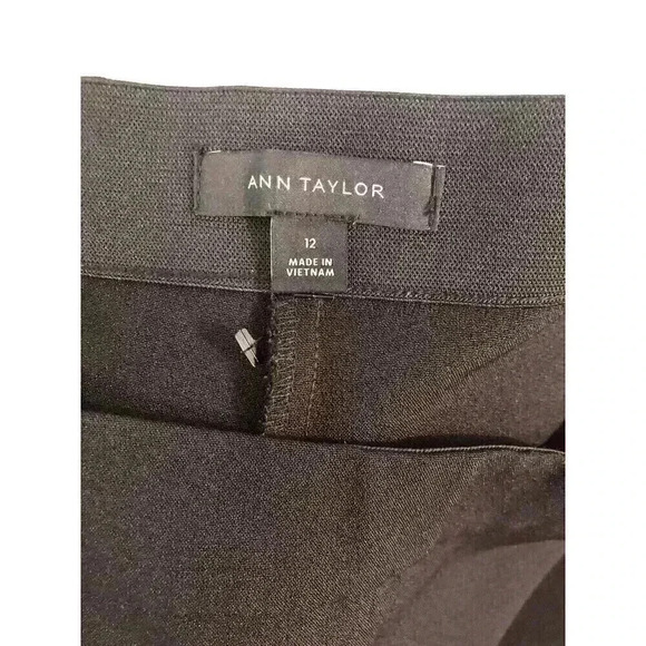 Ann Taylor Size 12 Black Dress Pants Zip Side Elastic Waist Band Stretch Seams - Picture 5 of 7
